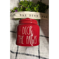 Rae Dunn Deck the Paws Red Pet Canister