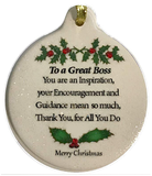 GREAT BOSS Porcelain Ornament Gift Boxed Make Best Friend Family Memories - Laurie G Creations
