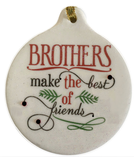 Brothers Make the Best of Friends Porcelain Ornament Rhinestone … - Laurie G Creations