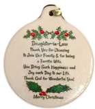 Daughter in Law Porcelain Ornament Simple Honest Pure Strength Love Trust - Laurie G Creations