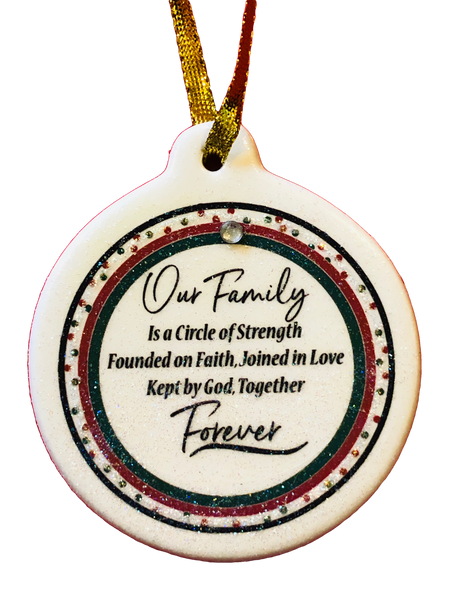 Christmas Our Family Circle of Strength Porcelain Ornament Gift Boxed Love - Laurie G Creations