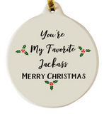 You're My Favorite Jackass Porcelain Christmas Ornament Rhinestone Family Gift Boxed Exchange - Laurie G Creations