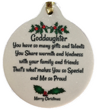 Goddaughter with Love Porcelain Ornament Baptism Christening Pure Simple - Laurie G Creations