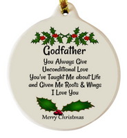GodFather Porcelain Ornament Baptism Strength Love Trust Christian - Laurie G Creations