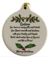 GodSon with Love Porcelain Ornament Baptism Christening Pure Simple - Laurie G Creations