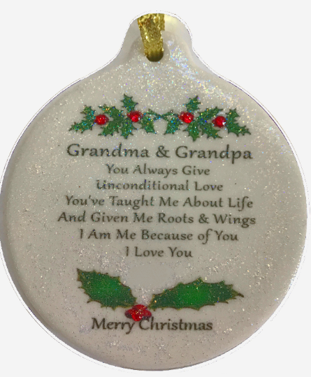 Grandma & Grandpa Blessing Porcelain Ornament Christmas Love - Laurie G Creations
