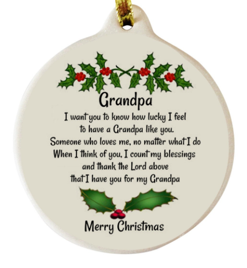 Grandpa with Love Porcelain Christmas Ornament Gift Boxed Respect Pride - Laurie G Creations