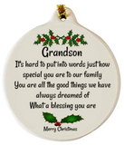 GrandSon with Love Porcelain Ornament Grandchild Simple Honest Pure Joy - Laurie G Creations