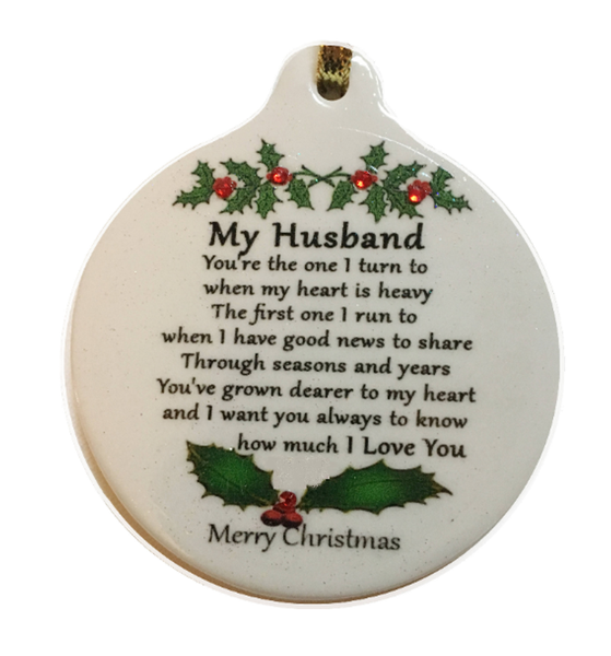 Husband Porcelain Ornament Fun Love Friendship Greatest Best Marriage - Laurie G Creations