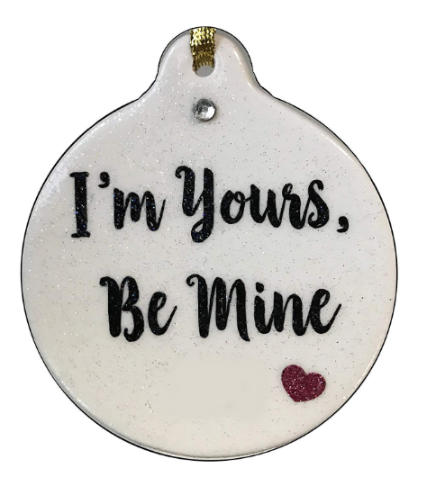 I'm Yours Be Mine Porcelain Ornament Rhinestone Proposal Engagement - Laurie G Creations