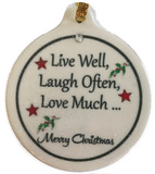 Live Laugh Love Porcelain Ornament Simple Honest Pure Strength Love Trust - Laurie G Creations