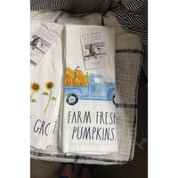 Rae Dunn Sunflower Pumpkin Truck Towels