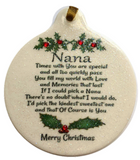 Nana Porcelain Ornament Grandmother Love New Spoil Greatest Best Nanny - Laurie G Creations