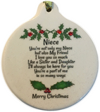Niece Porcelain Ornament Love Christmas Simple Honest Pure Strength Love Trust Christian - Laurie G Creations