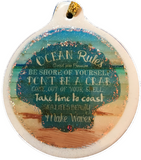Ocean Rules Porcelain Ornament Beach Make Waves Come Out of Your Shell - Laurie G Creations