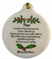 Papa  Unconditional Love Porcelain Ornament Christmas - Laurie G Creations