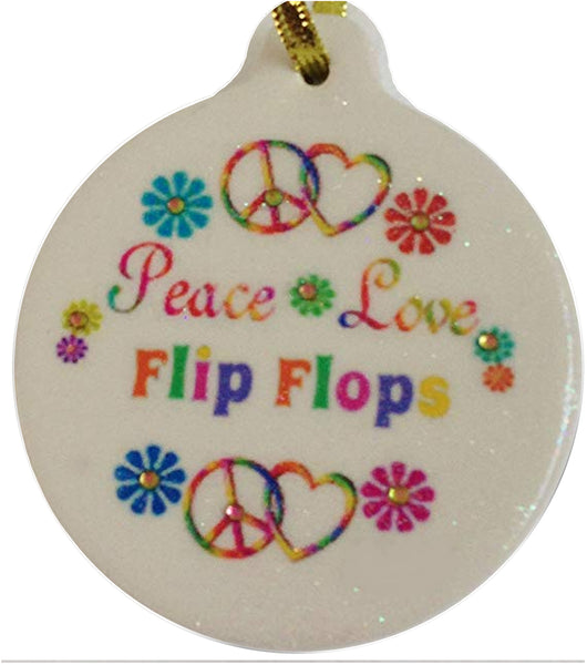 Peace Love Flip Flops Blessing Porcelain Ornament Christmas Beach Imagine Dream Believe - Laurie G Creations