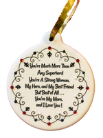 Strong Woman Mom Hero Best Friend Porcelain Ornament Christmas Strength Love Trust Christian - Laurie G Creations