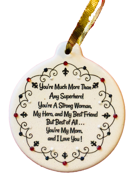 Strong Woman Mom Hero Best Friend Porcelain Ornament Christmas Strength Love Trust Christian - Laurie G Creations