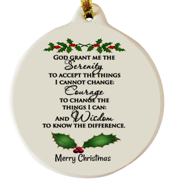 Ivy Serenity Prayer Porcelain Hanging Gift Ornament Celebrate Sobriety Trust Faith - Laurie G Creations