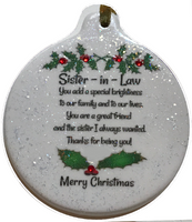 Sister in Law Porcelain Ornament Gift Boxed Christmas Family Love - Laurie G Creations