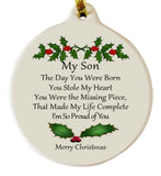 Son with Love Porcelain Ornament Gift Boxed Christmas Family - Laurie G Creations
