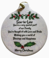 Son in Law Porcelain Ornament Gift Boxed Christmas Family Love - Laurie G Creations