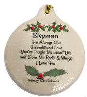 Stepmom Porcelain Ornament Adopted Step Mother Christmas - Laurie G Creations