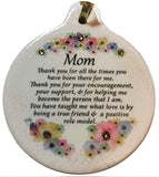 Thank You Mom Porcelain Ornament Gift Boxed Rhinestone Floral Hope Dream - Laurie G Creations