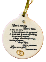 Corinthians 13.4 Love Is Patient Wedding Anniversary Porcelain Ornament Christmas Gift Boxed - Laurie G Creations