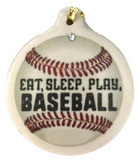 Baseball Eat Sleep Play Porcelain Ornament Gift Boxed Christmas Sports - Laurie G Creations