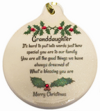 Granddaughter with Love Porcelain Ornament Grandchild Simple Honest Pure - Laurie G Creations