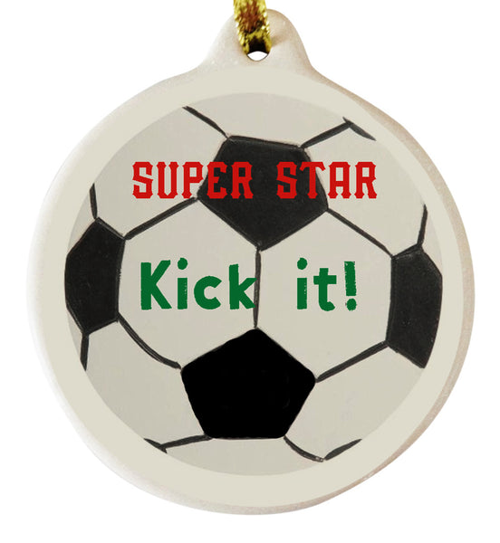 Soccer Player Porcelain Ornament Gift Boxed Christmas Sports Kick - Laurie G Creations